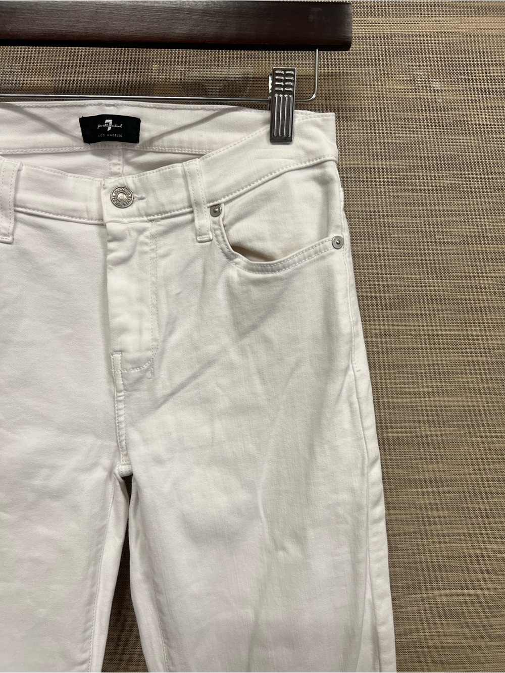 7 For All Mankind Slim Illusion Tailorless Dojo Boot Cut Jean White Women’s 28 - Picture 4 of 8